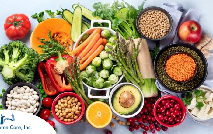 An array of healthy food represents a diabetes-friendly diet.