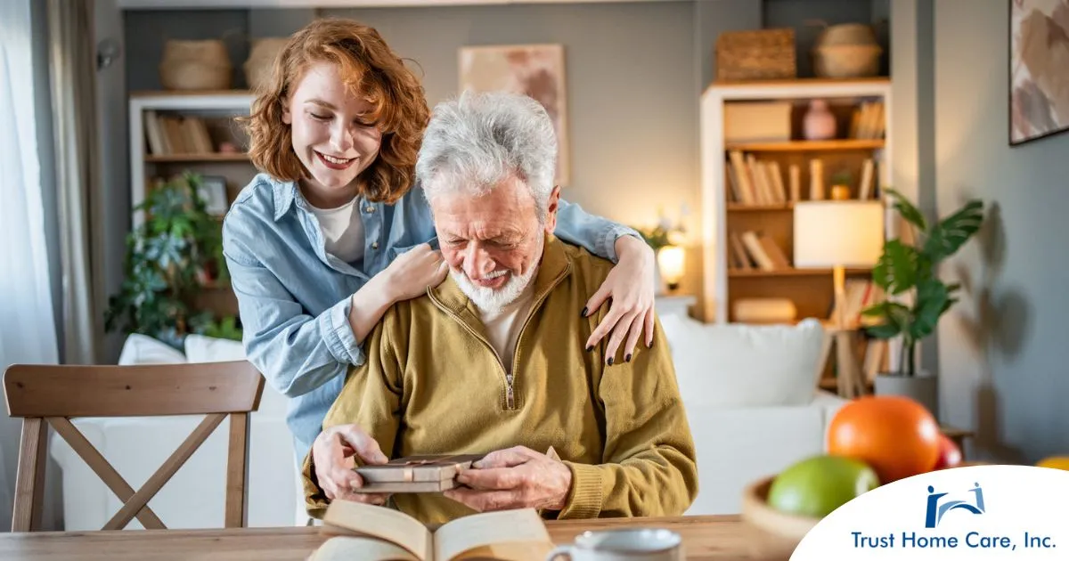 When-Memory-Fades-Choosing-Between-In-Home-Care-and-Memory-Care-Facilities Caregiver and elderly dementia sufferer in-home care.