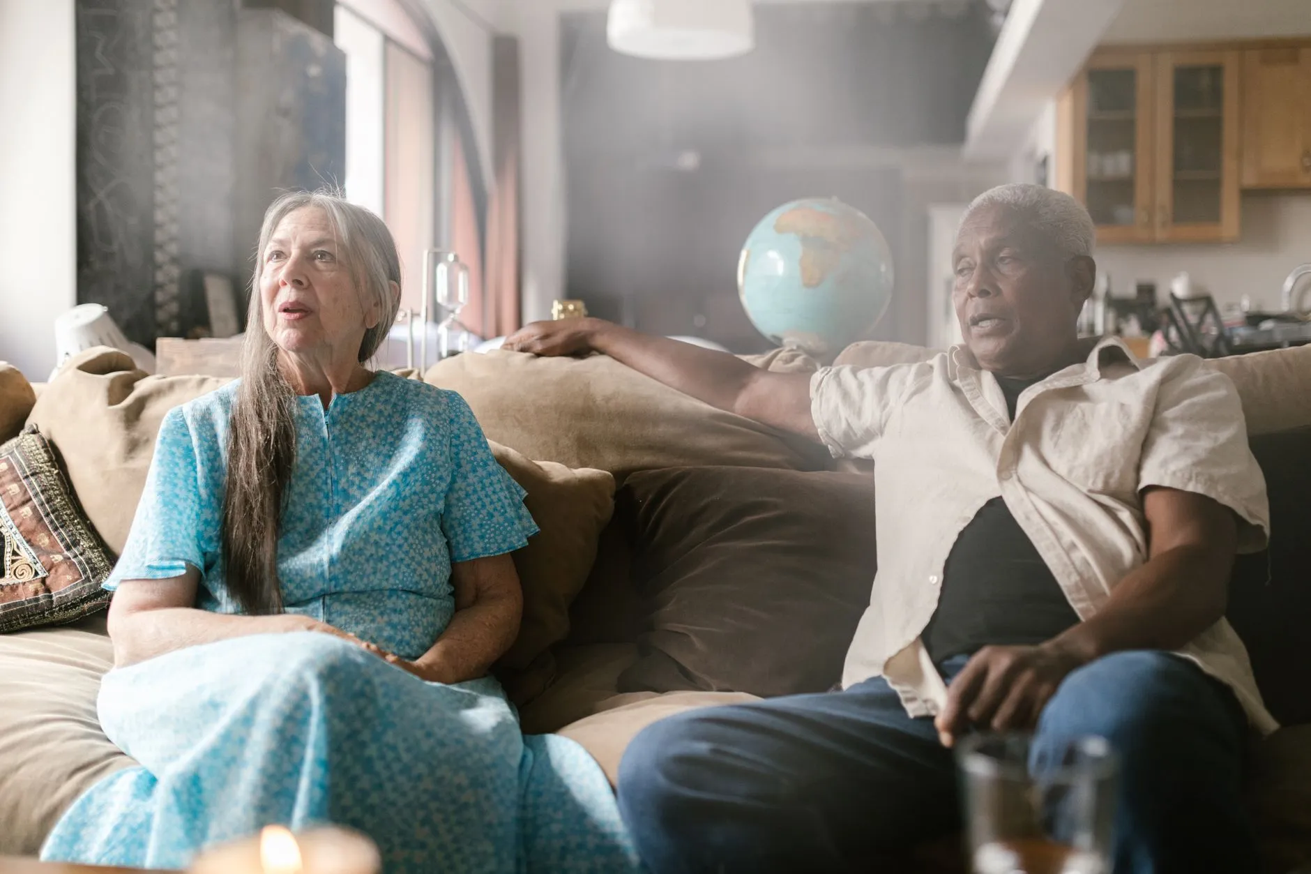 A senior comfortable and supported at home with round-the-clock care in Sterling, VA